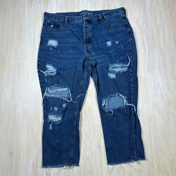 Old Navy High Rise Slouchy Straight Distressed Casual Denim Jeans Plus Size 18 - Picture 1 of 15